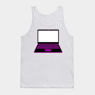 realistic laptop vector illustration in black and purple color Tank Top